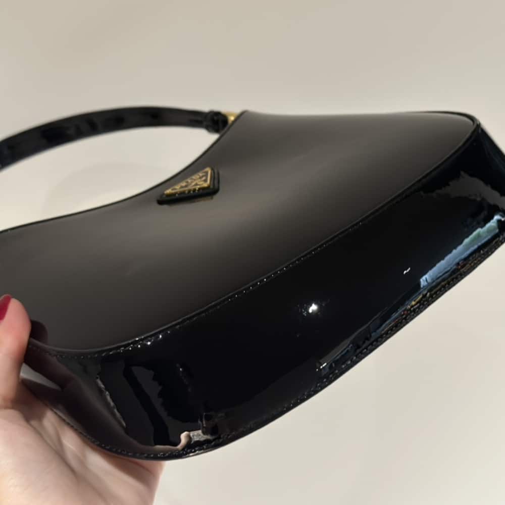 Prada Cleo Patent Leather Bag Black 27cm 1bc169 069 F03kj V Hoo