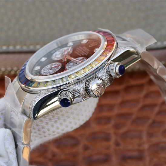 Daytona Rainbow Diamond Silver Stainless Steel 40mm
