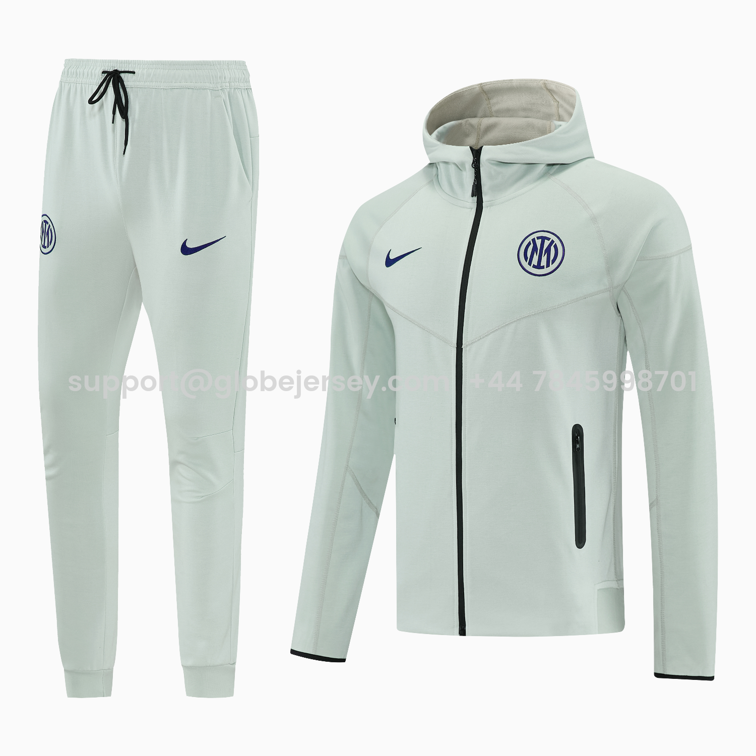 Inter Milan 25-26 Hooded Windbreaker Training Set - Grey Green Top & Pants