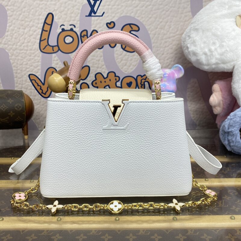 Replica Loius Vuitton Capucines White Pink