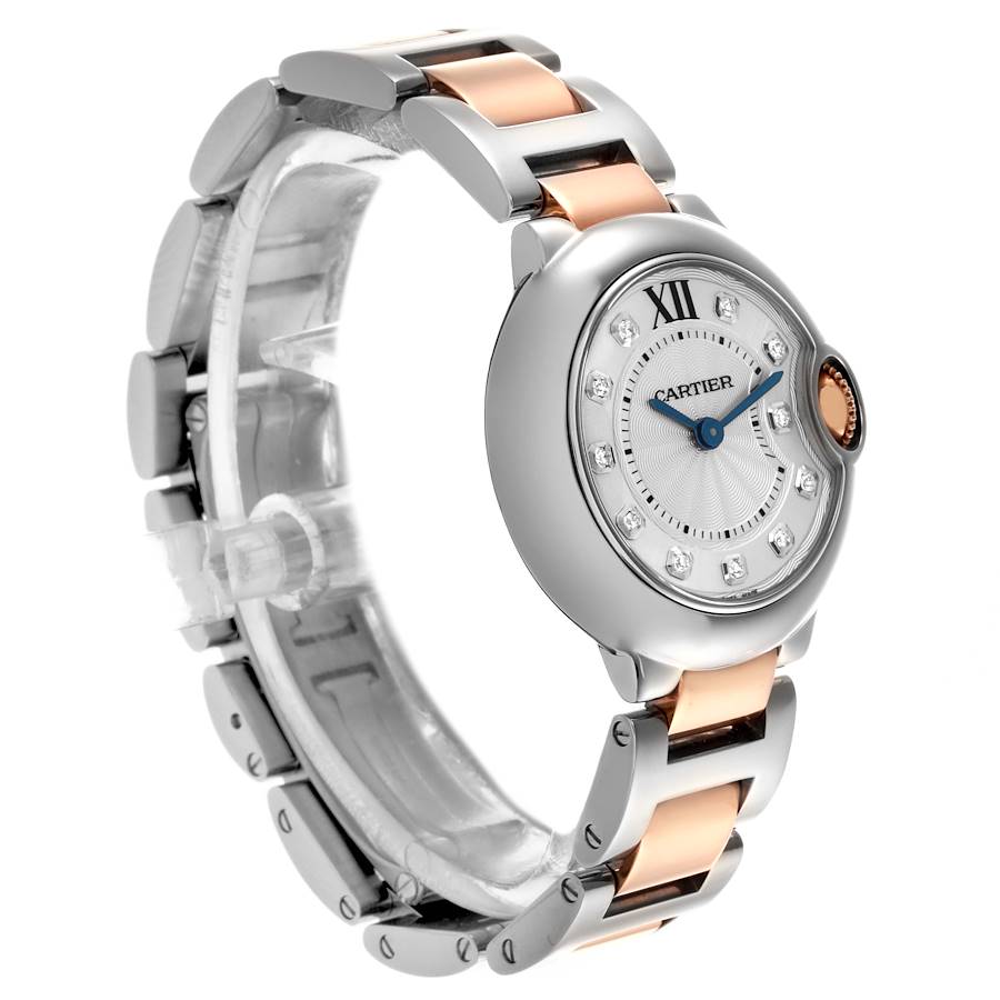 Cartier Ballon Bleu Steel Rose Gold Diamond Dial Ladies Watch WE902030