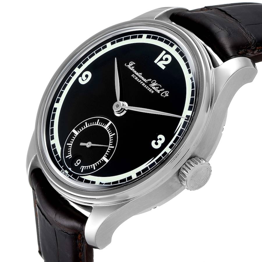 IWC Portuguese Black Dial Manual Wind Steel Mens Watch IW510205