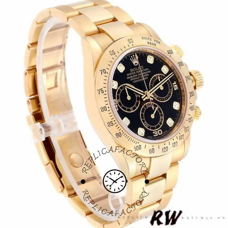 Rolex Cosmograph Daytona 116528 Black Diamond Dial 40MM Mens Replica Watch
