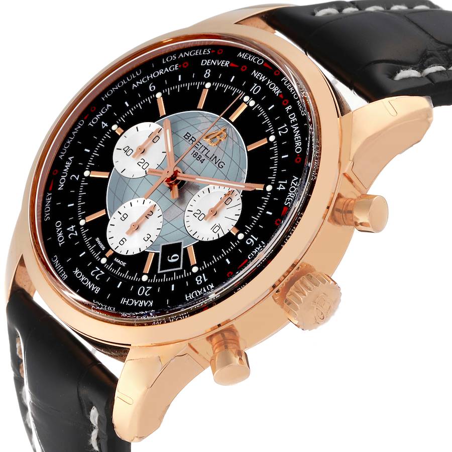 Breitling Transocean Chronograph Unitime Rose Gold Watch RB0510