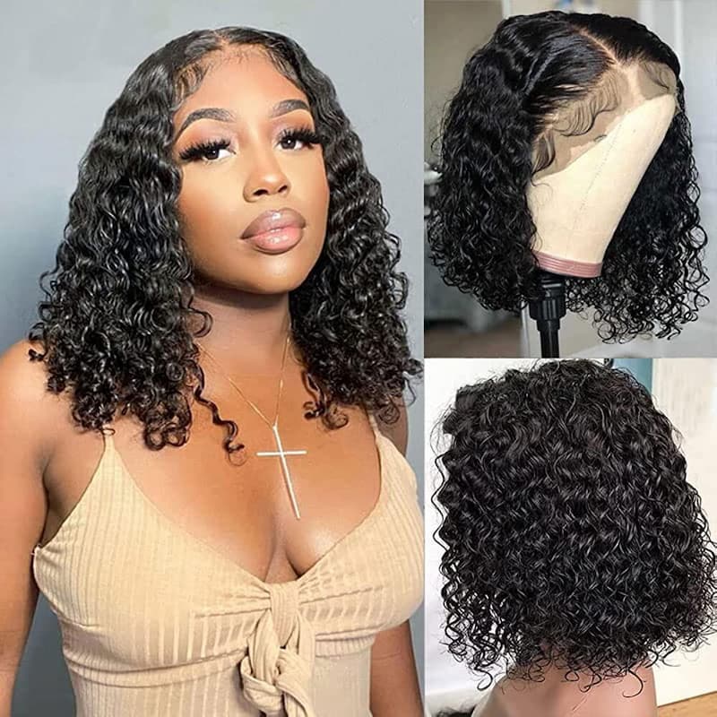$199=2 Wigs | 18inch 5x6 Glueless 99J Straight 180% Density Plus 12inch V Part Water Wave Bob Wig