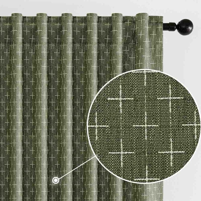 Custom Textured Geometric Linen Curtains (2 Panels)