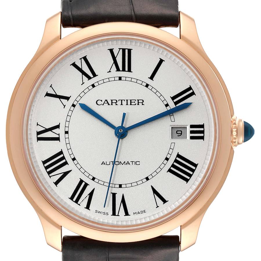 Cartier Ronde Louis Rose Gold Silver Dial Automatic Mens Watch WGRN0011