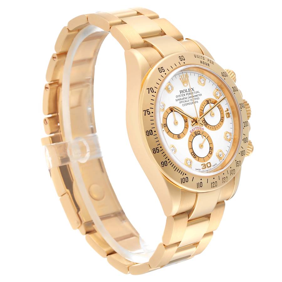 Rolex Daytona Yellow Gold White Diamond Dial Mens Watch 116528