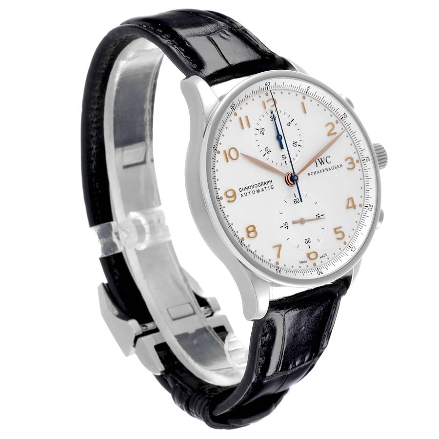IWC Portuguese Chronograph Silver Dial Steel Mens Watch IW371401