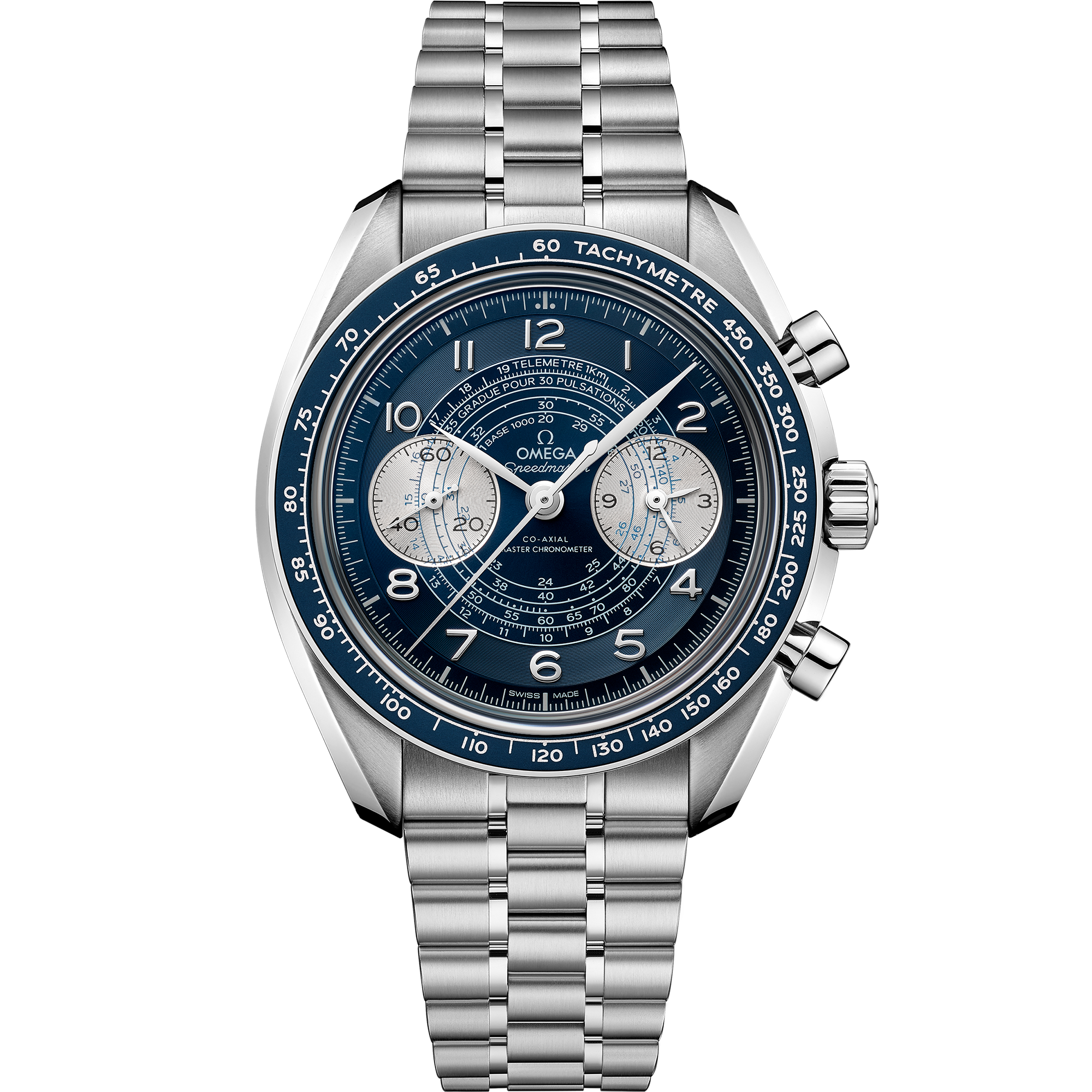 Speedmaster​ Chronosco p 43 mm, Stainless steel and leather strap 329.32.43.51.03.001