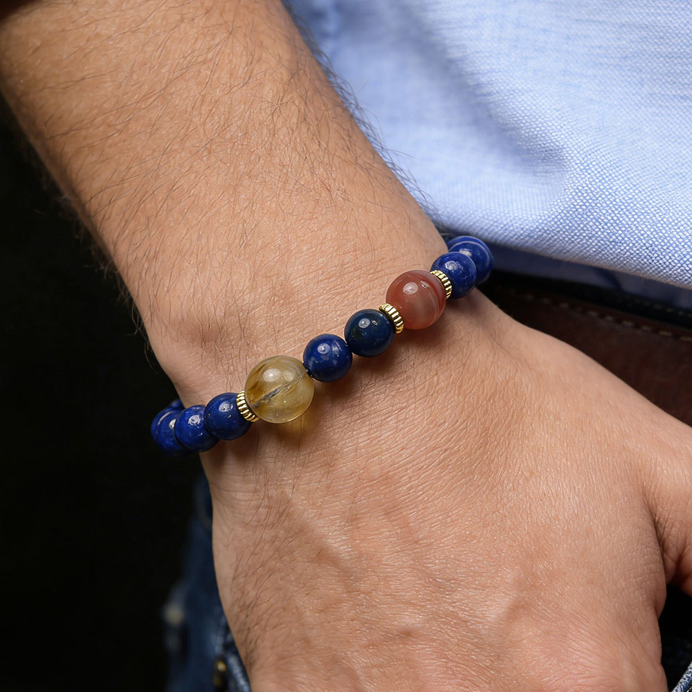 Natural Lapis Lazuli 4mm Beaded Bracelet, Wisdom & Study Healing Crystal, Calm Balance Spiritual Jewelry