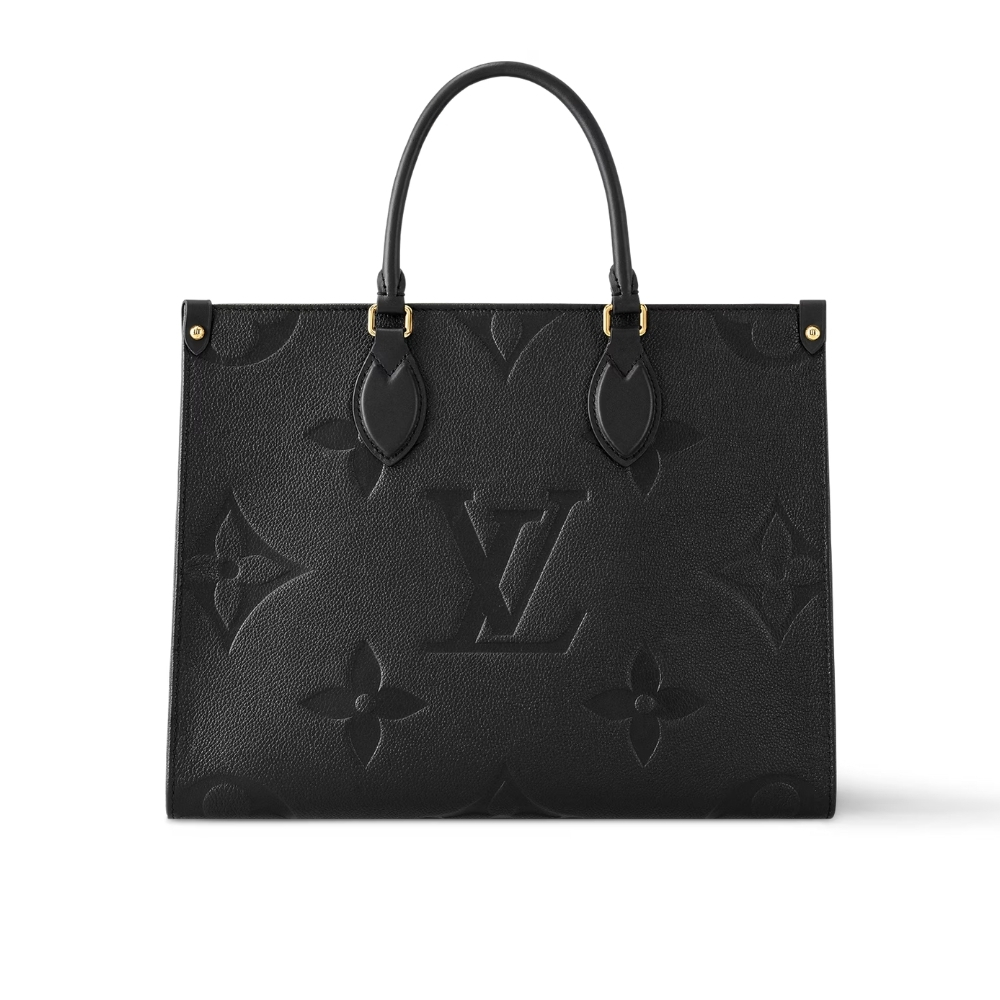 Louis Vuitton Onthego MM Monogram Empreinte Leather Tote Bag Black 35cm M45595