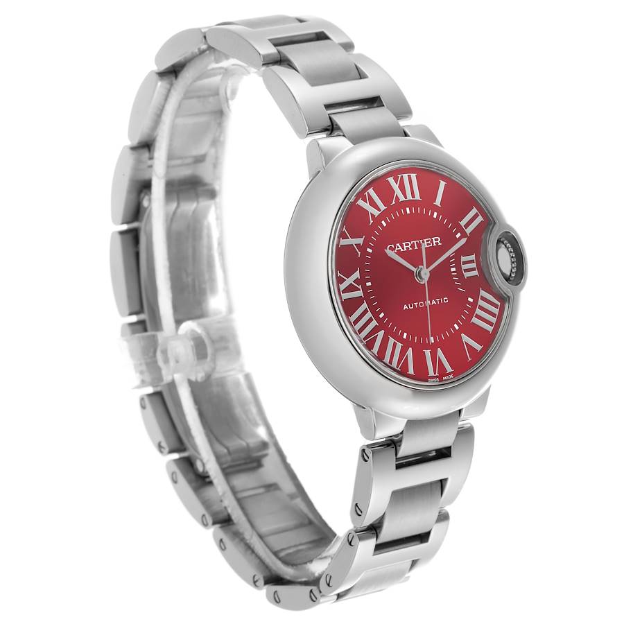 Cartier Ballon Bleu Red Dial Steel Ladies Watch WSBB0048