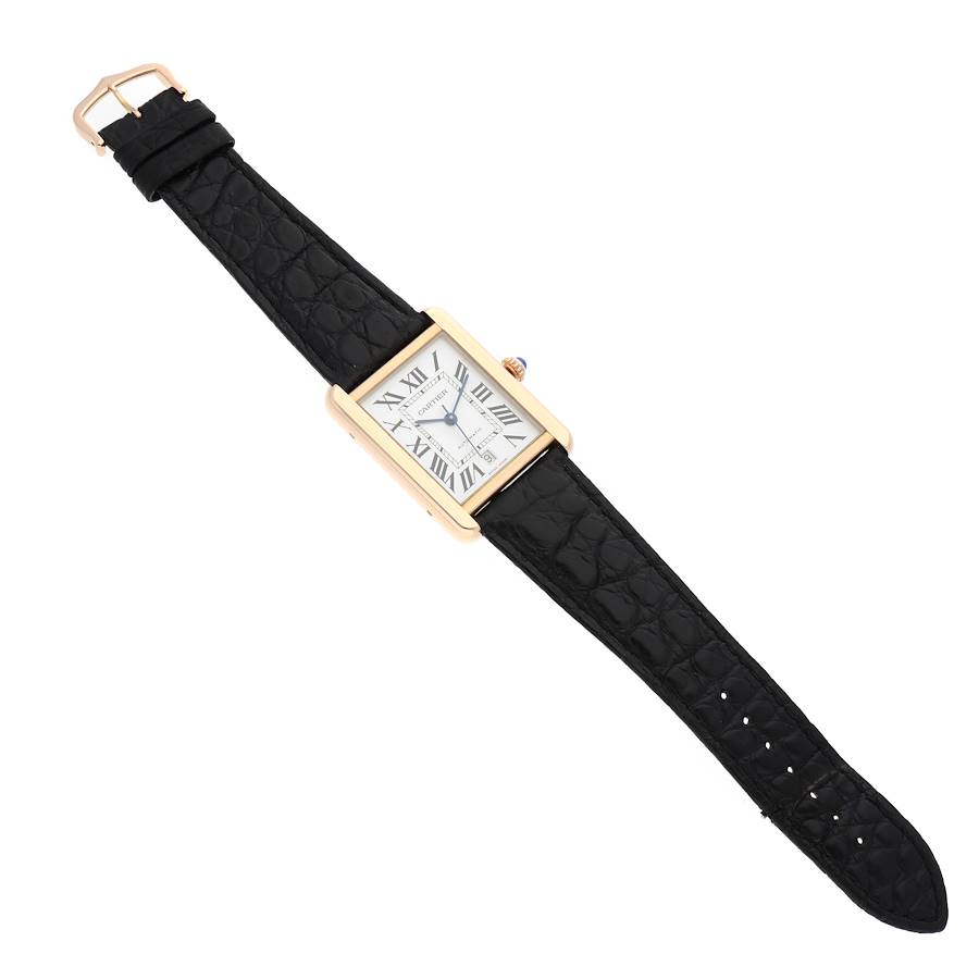 Cartier Tank Solo XL Rose Gold Silver Dial Mens Watch W5200026