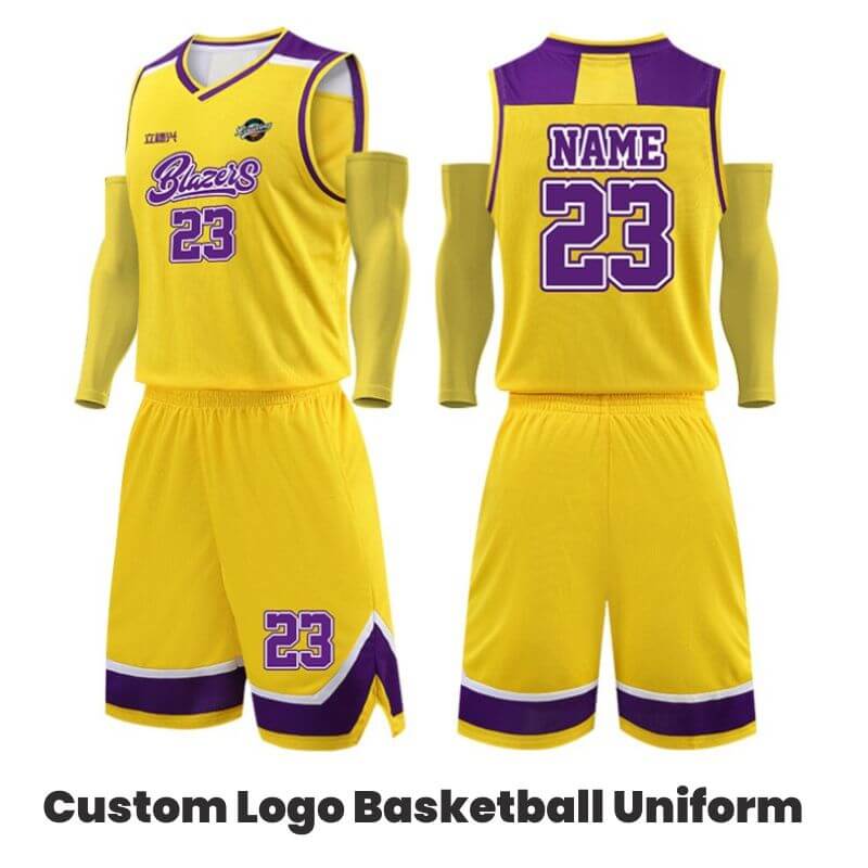 Custom Design Gold Purple Authentic Throwback Basketball Uniforms