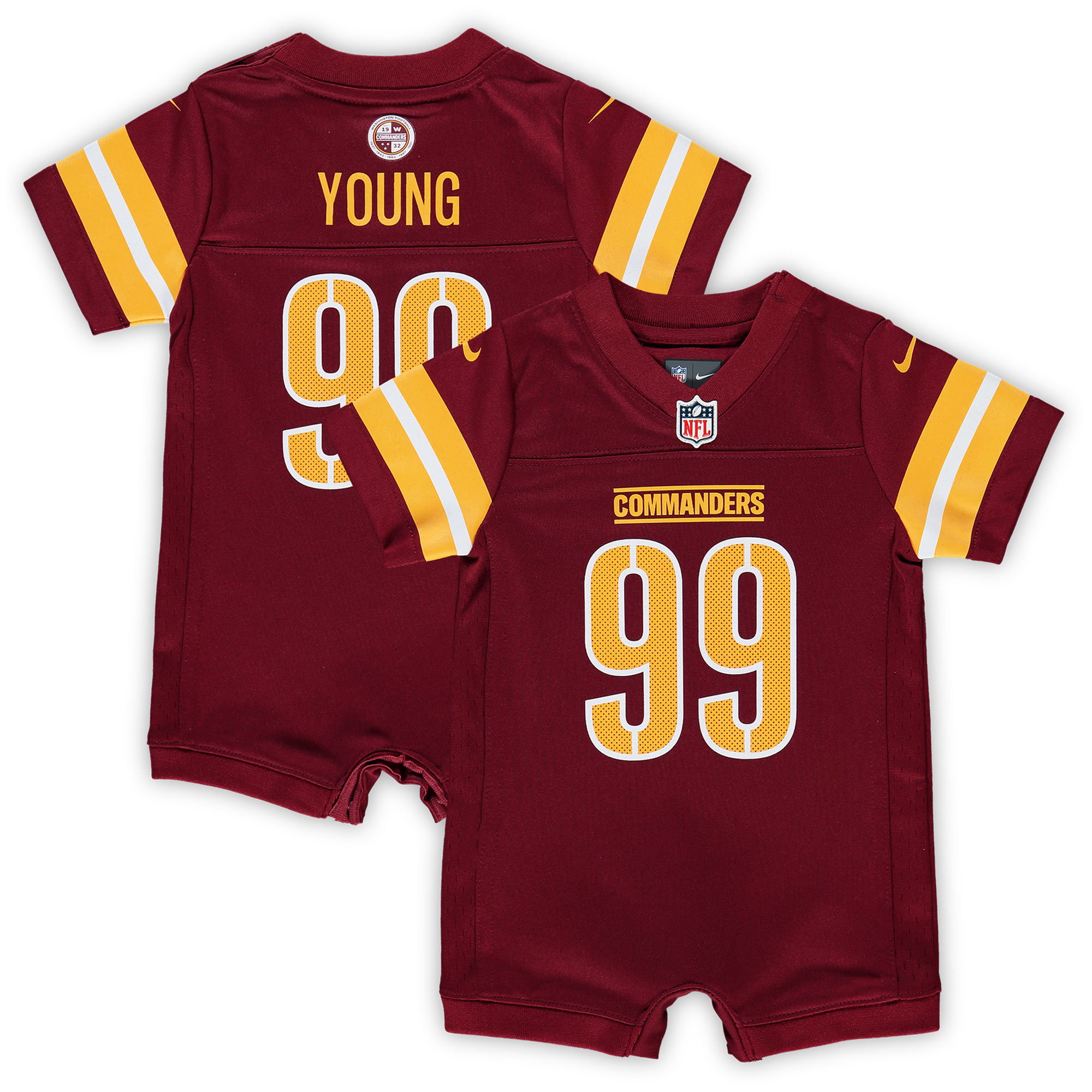 Chase Young Washington Commanders Nike Newborn & Infant Game Romper Jersey - Burgundy