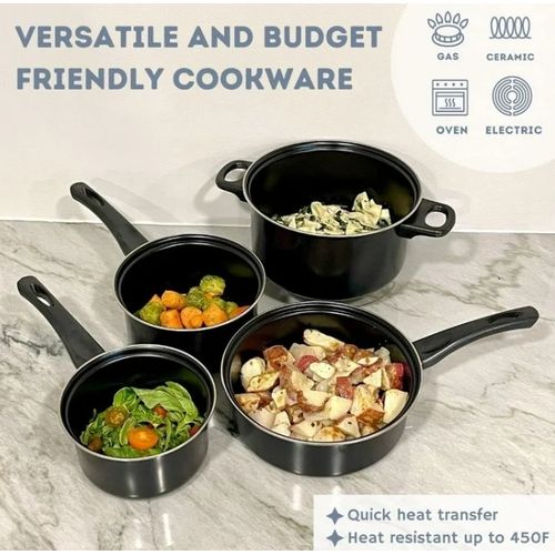 13PCS Non-Stick Pots And Pans Set Kitchen Utensil Set-Black
