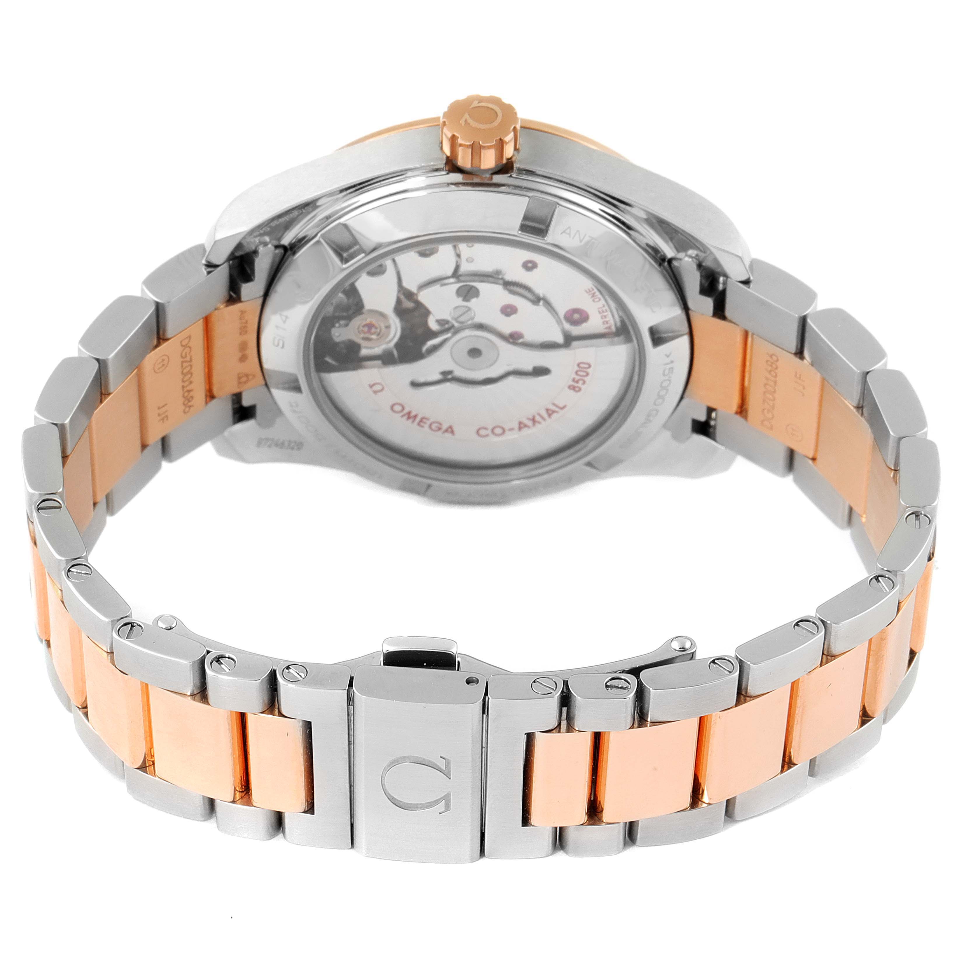 Omega Aqua Terra Steel Rose Gold Mother of Pearl Diamond Watch 38.5 MM 231.25.39.21.55.001