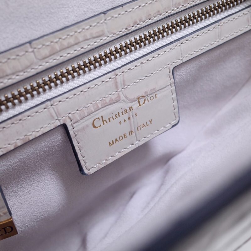Replica Dior Saddle Bag Crocodile White
