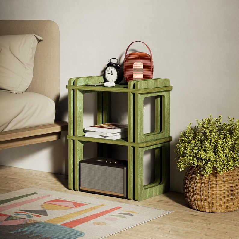 Birch Plywood Nightstand with Shelves