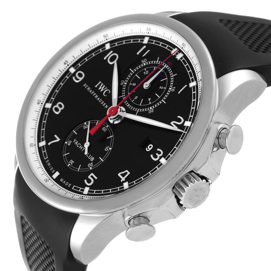 IWC Portuguese Yacht Club Chronograph Black Dial Steel Mens Watch IW390210