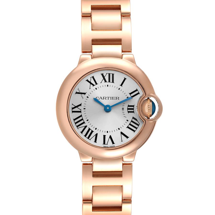 Cartier Ballon Bleu 28 Silver Dial Rose Gold Ladies Watch W69002Z2