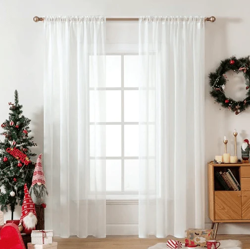 2 Panels Solid Color Sheer Window Curtains Elegant Window Voile Panels/Drapes/Treatment for Bedroom Living Room (54 X 84 Inches Ivory)