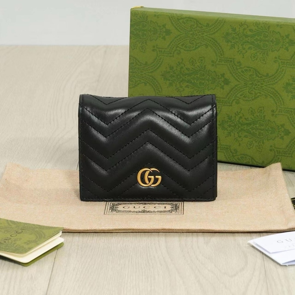 Gucci Gg Marmont Card Case Wallet Black 11cm 466492 Dtd1t 1000
