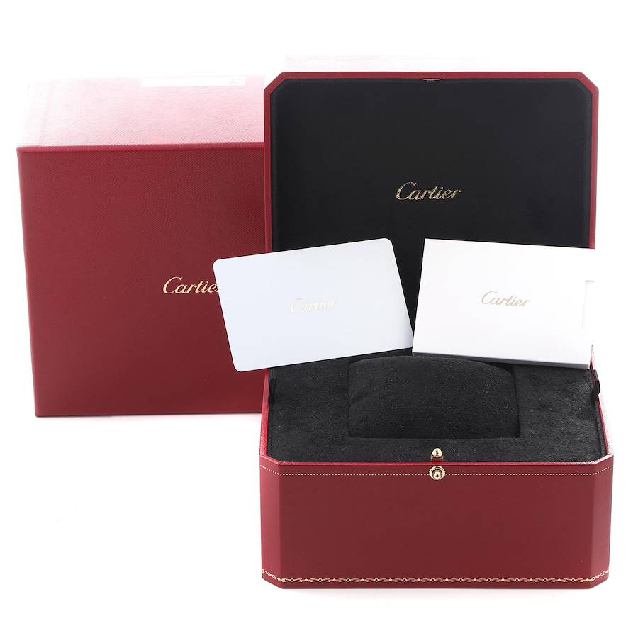 Cartier Santos Dumont Large Black Strap Steel Mens Watch WSSA0046 Unworn