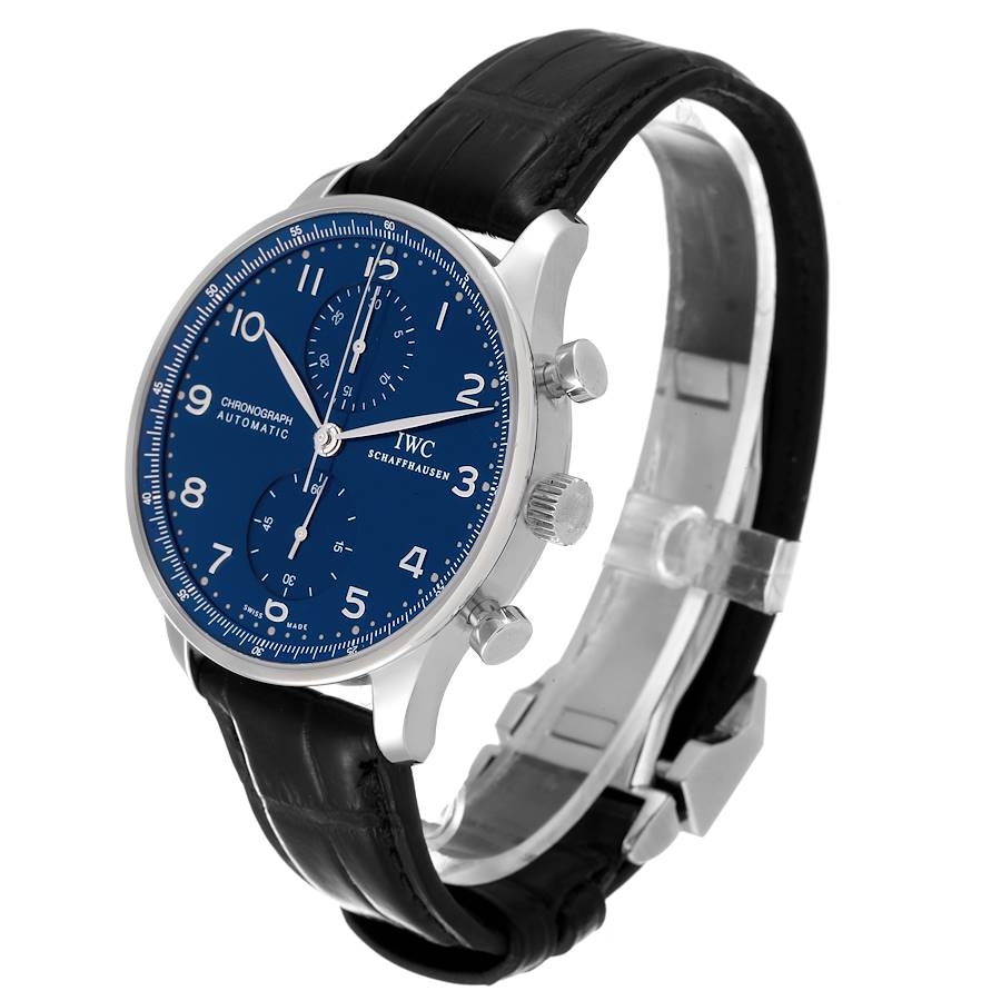 IWC Portuguese Chronograph Blue Dial Steel Mens Watch IW371491