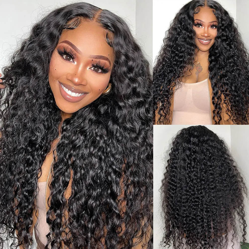 Special offer | 26inch = $192.99  5x6 Lace Closure Water Wave Wigs Natural Black Realistic Hairline