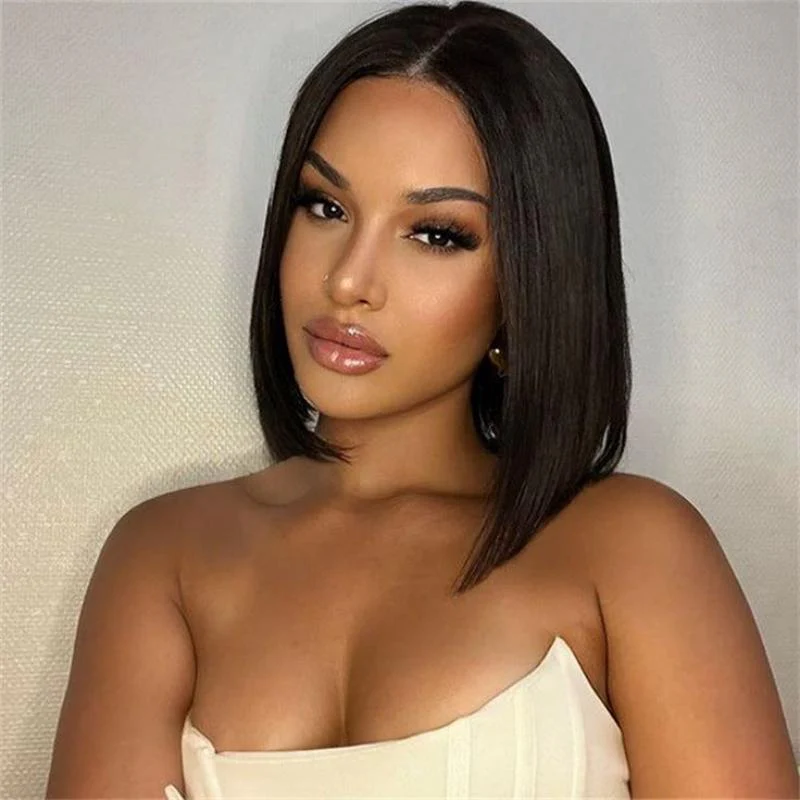 $100 OFF Code: MS100 | 12 inch Gulueless Wear Go Bob Wig With 6 Inch Deep Parting Space Silky Straight Short Lace Wig