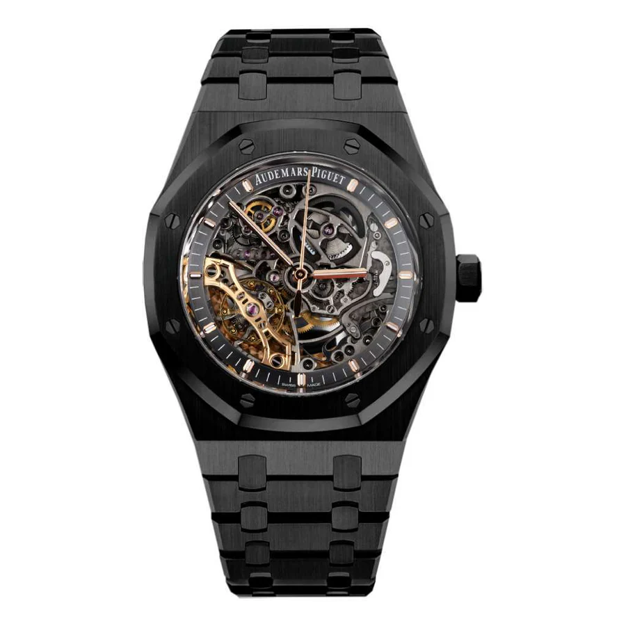 Audemars Piguet Royal Oak Openworked Double Balance Wheel 41mm Men's Watch - Ref: 15407OR.OO.1220OR.01 - Skeleton Dial, 18K Rose Gold Bracelet