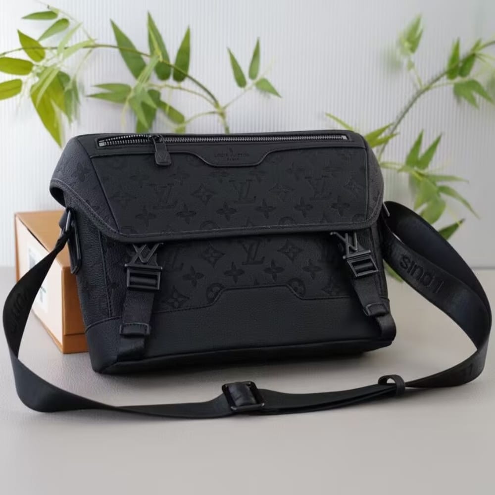Louis Vuitton Messenger Voyager Monogram Shadow Bag Black 28Cm