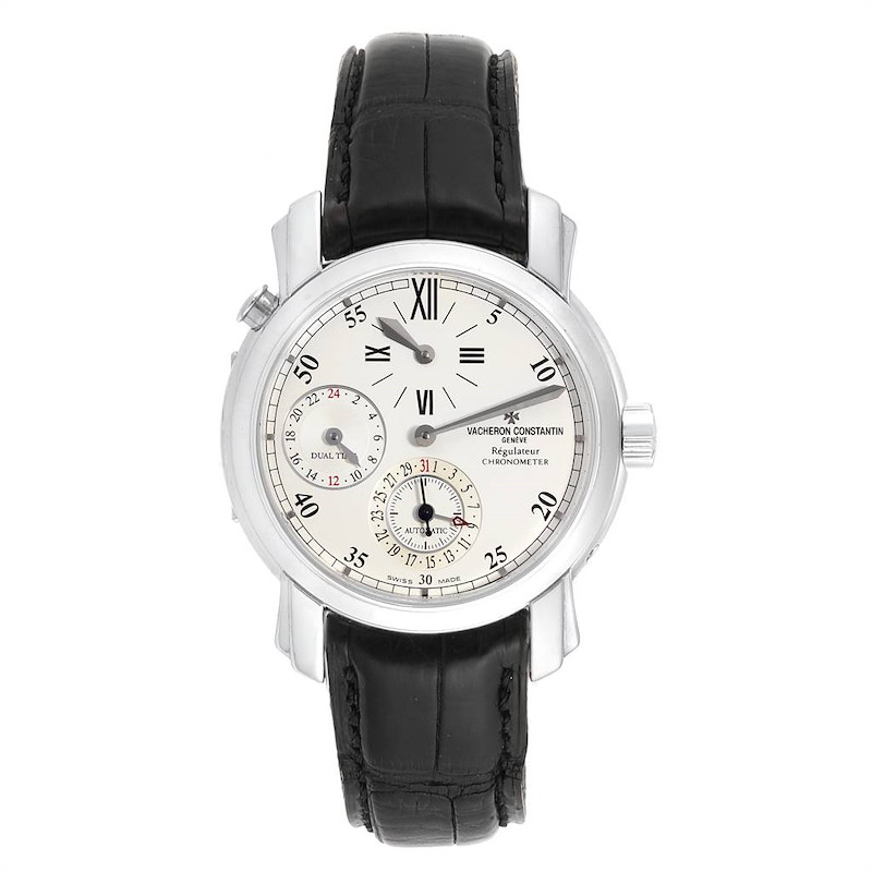 Vacheron Constantin Malte Dual Time Regulator White Gold Mens Watch 42005