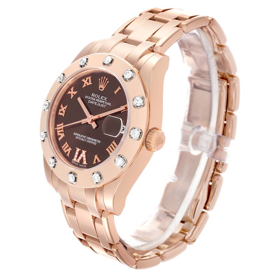 Rolex Pearlmaster Chocolate Dial Rose Gold Diamond Ladies Watch 81315