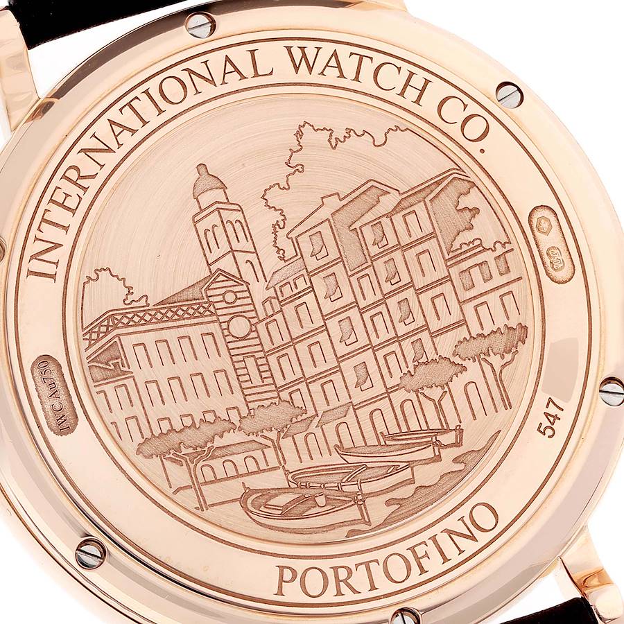 IWC Portofino 18k Rose Gold Automatic 40 mm Silver Dial Brown Strap Mens Watch IW356504