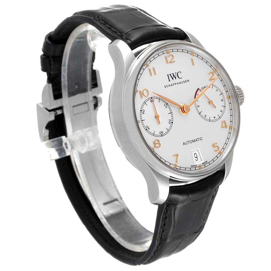 IWC Portugieser 7 Day Steel Silver Dial Mens Watch IW500704