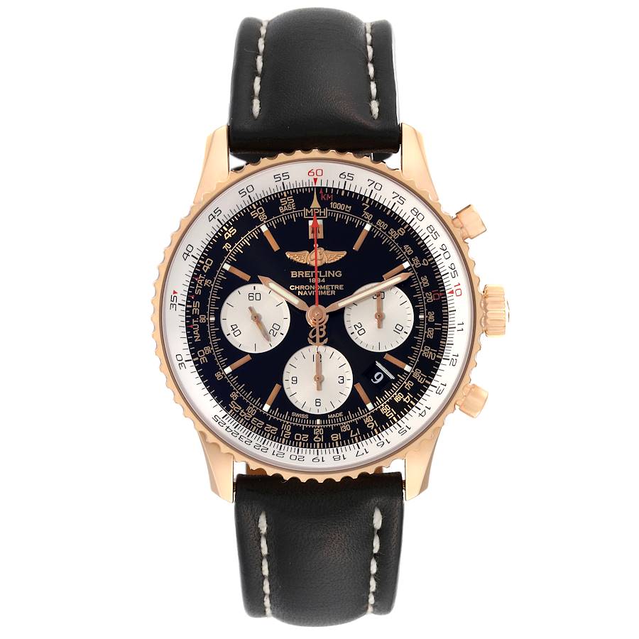 Breitling Navitimer 01 Rose Gold Black Dial Mens Watch RB0120