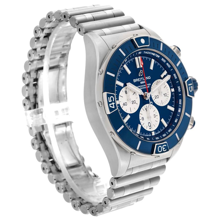 Breitling Super Chronomat B01 Blue Dial Steel Mens Watch AB0136