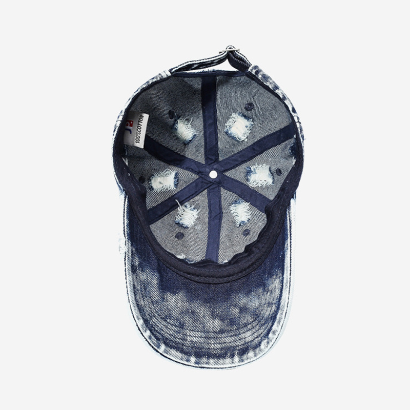 Men's Retro Washed Ripped Adjustable Buckle Denim Baseball Cap