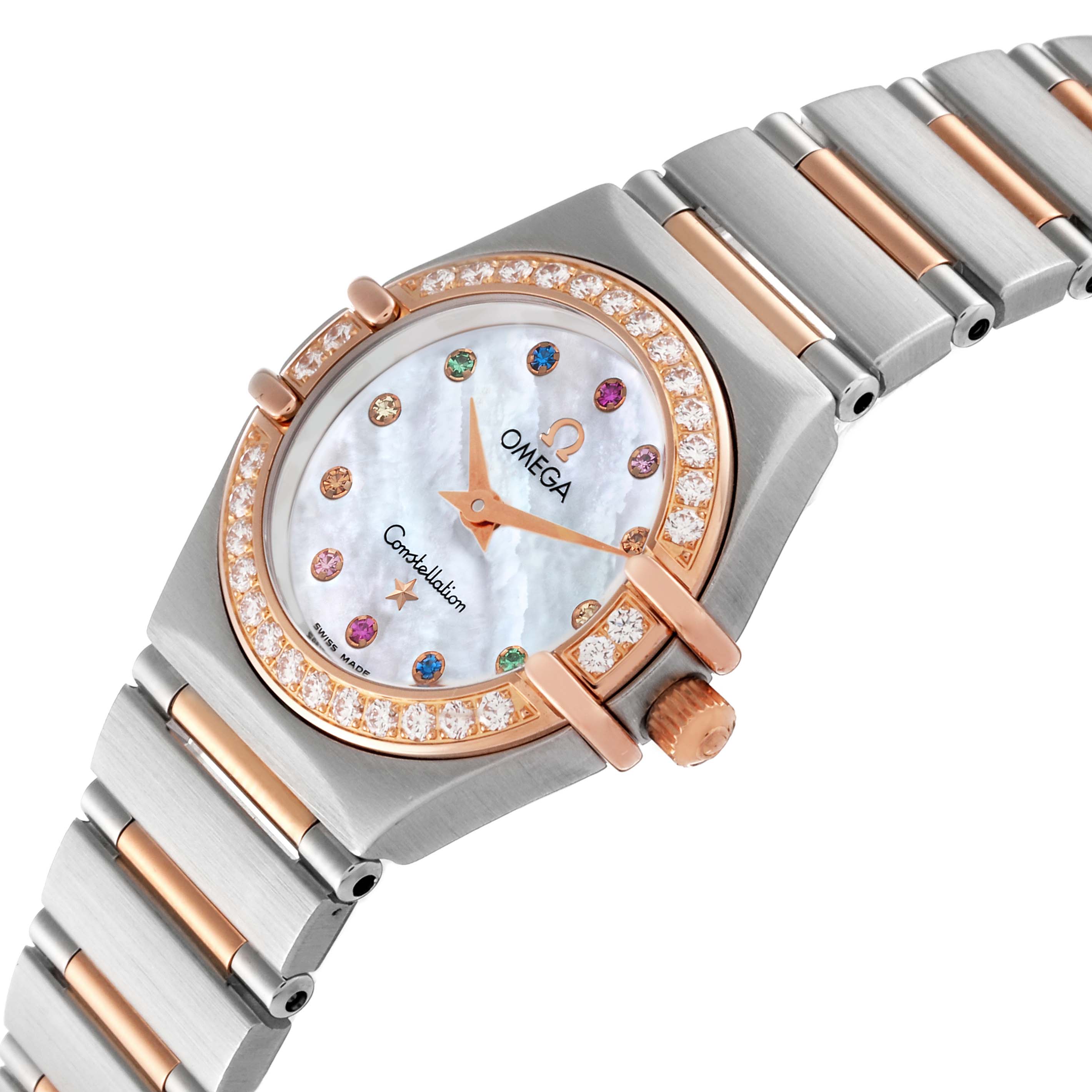 Omega Constellation Steel Rose Gold MOP Diamond Ladies Watch 22.5 MM 1360.79.00