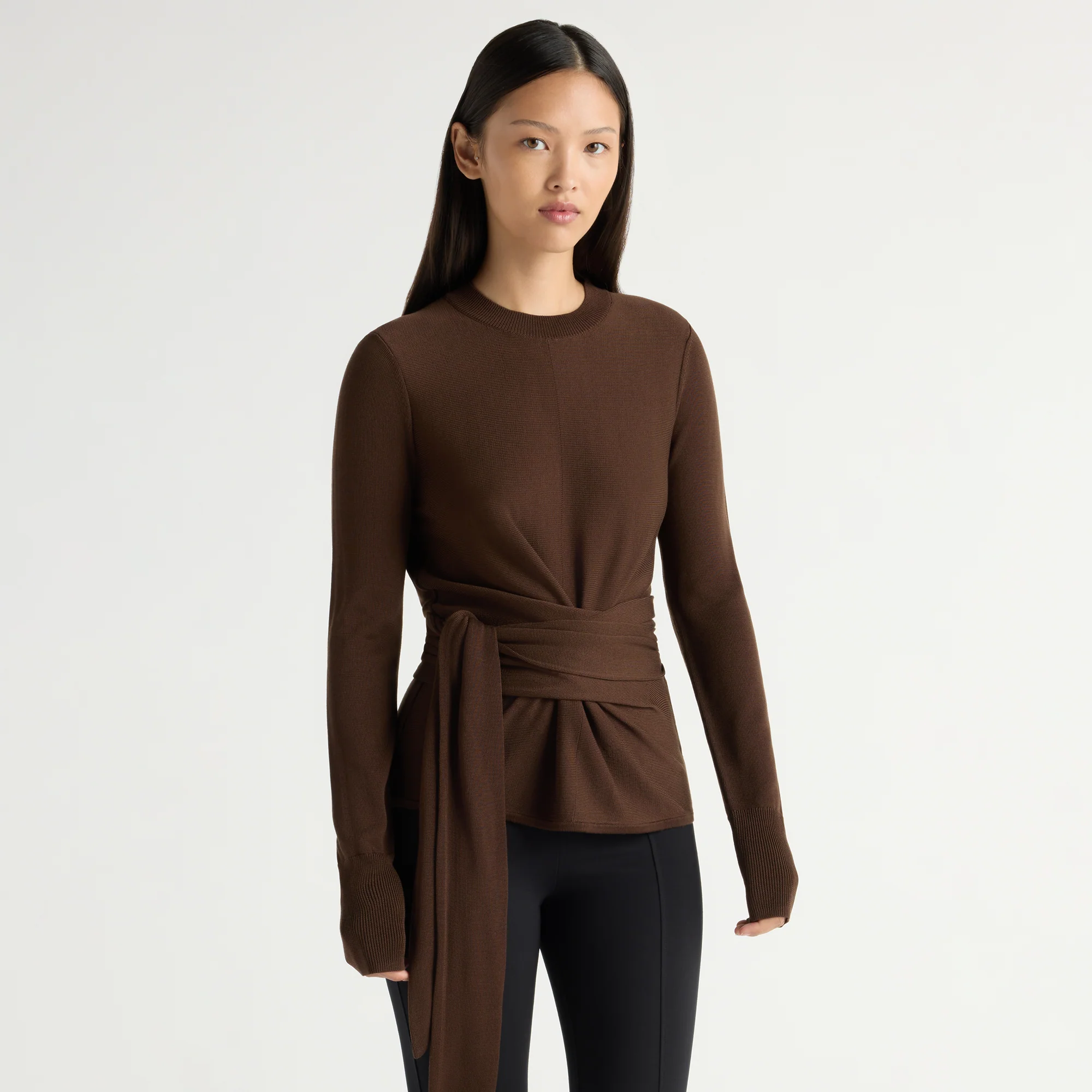 Robin Tie-Front Tencel-Wool Sweater