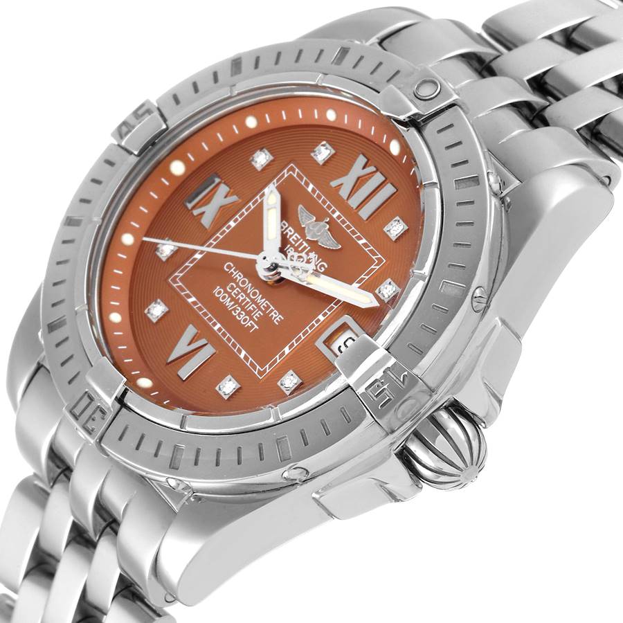 Breitling Galactic Bronze Diamond Dial Steel Ladies Watch A71356