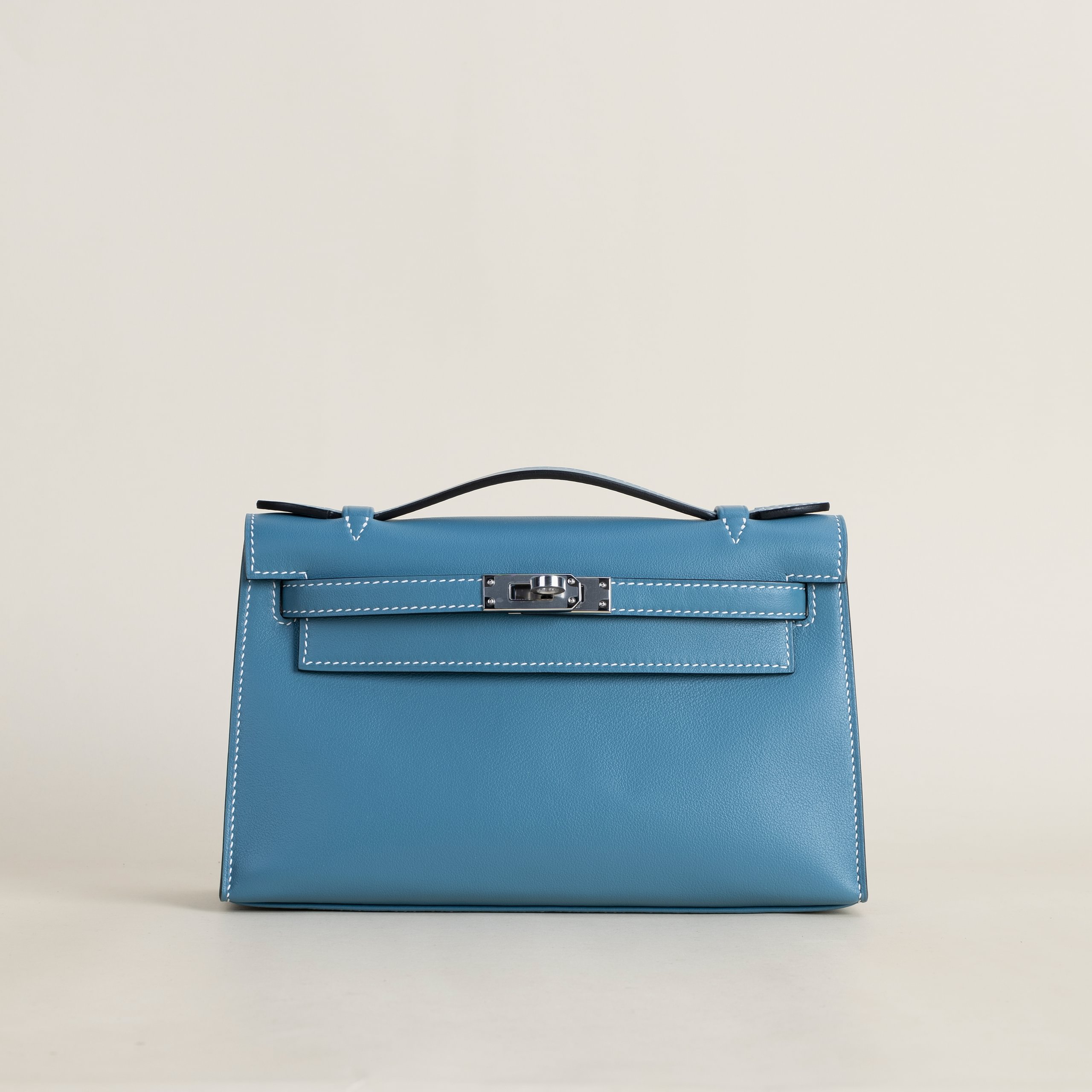 Kelly pochette swift new blue jean PHW