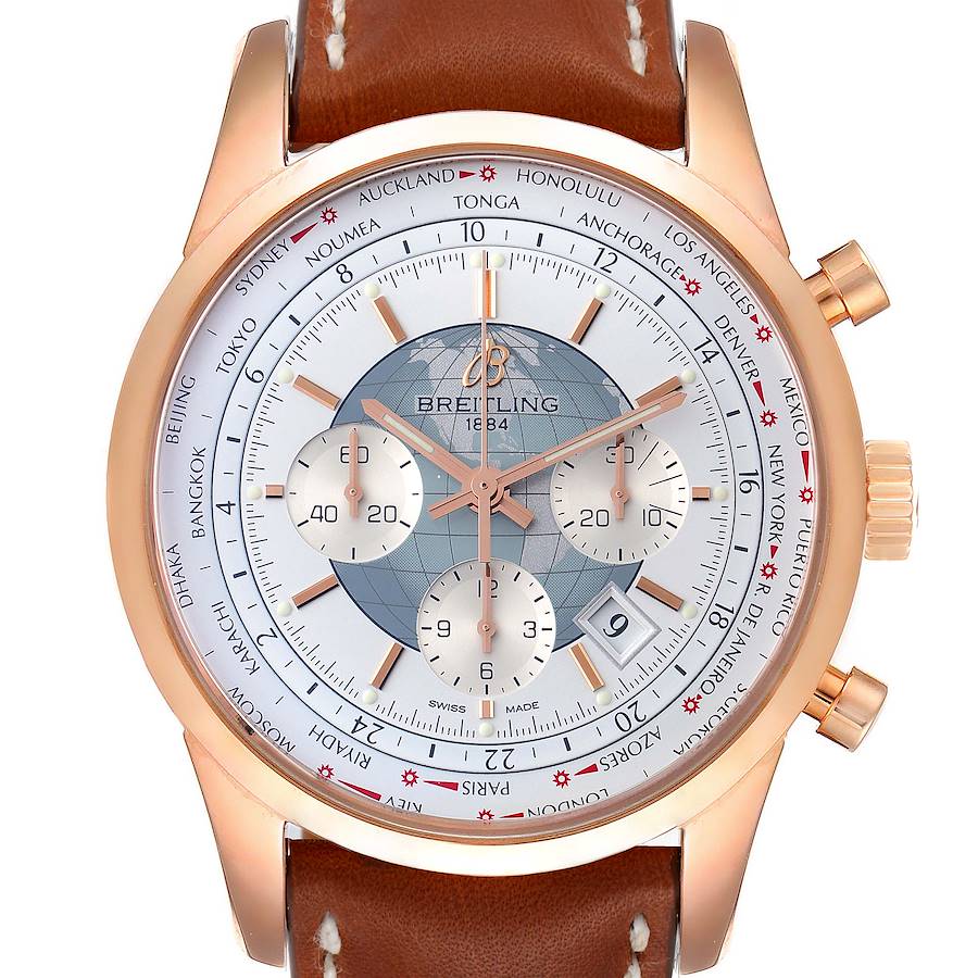 Breitling Transocean Chronograph Unitime Rose Gold Watch RB0510