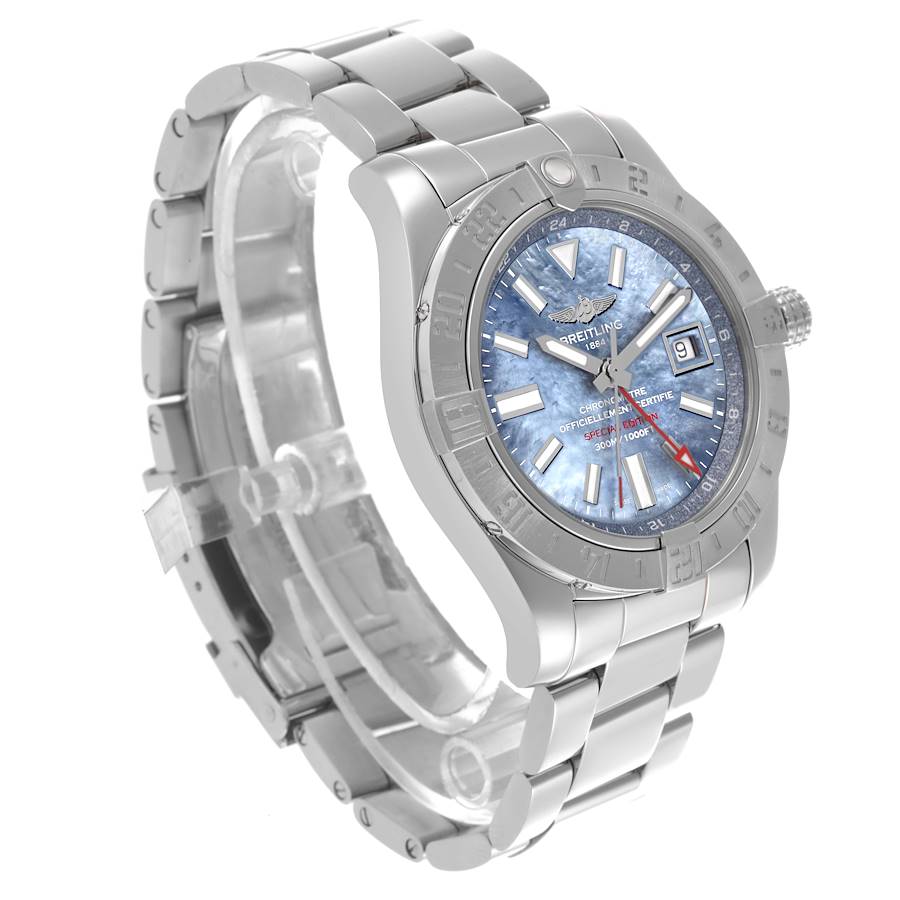 Breitling Avenger II GMT Blue MOP Dial Steel Mens Watch A32390