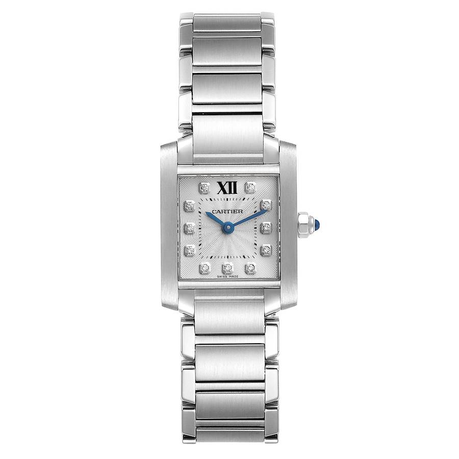 Cartier Tank Francaise Small Steel Diamond Dial Ladies Watch WE110006