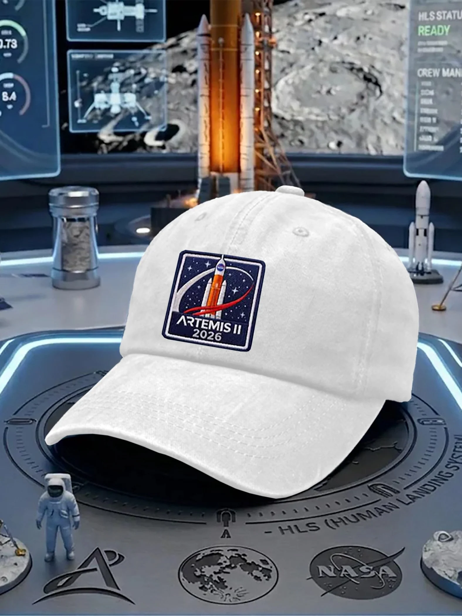 Unisex  Artemis II  Print  Washed Cotton Cap