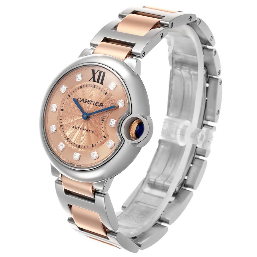 Cartier Ballon Bleu 36 Steel Rose Gold Diamond Ladies Watch WE902054